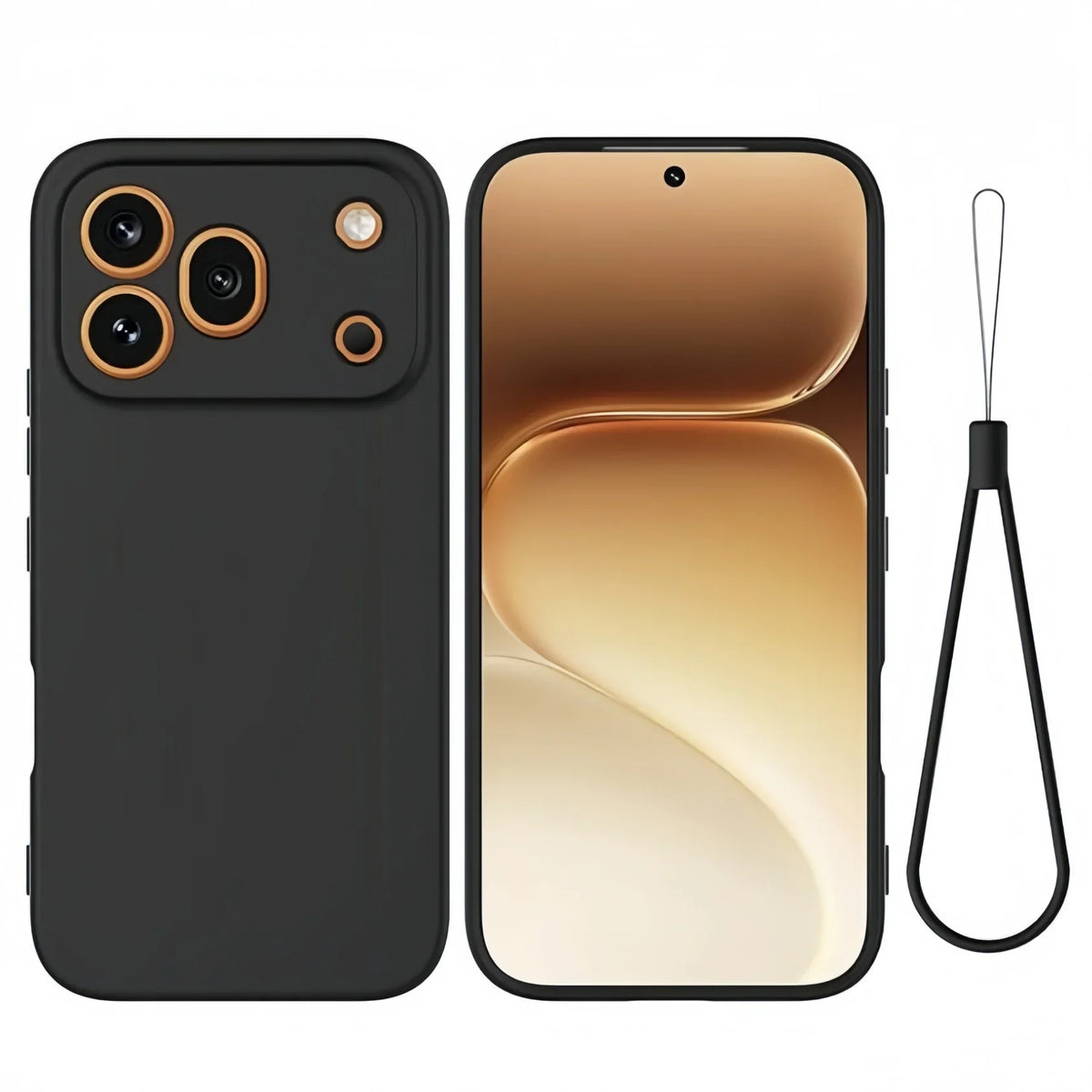 Fashion Solid Colour With Lanyard Shockproof Protective Liquid Silicone Phone Case For Honor 600 400 200 90 Pro Lite