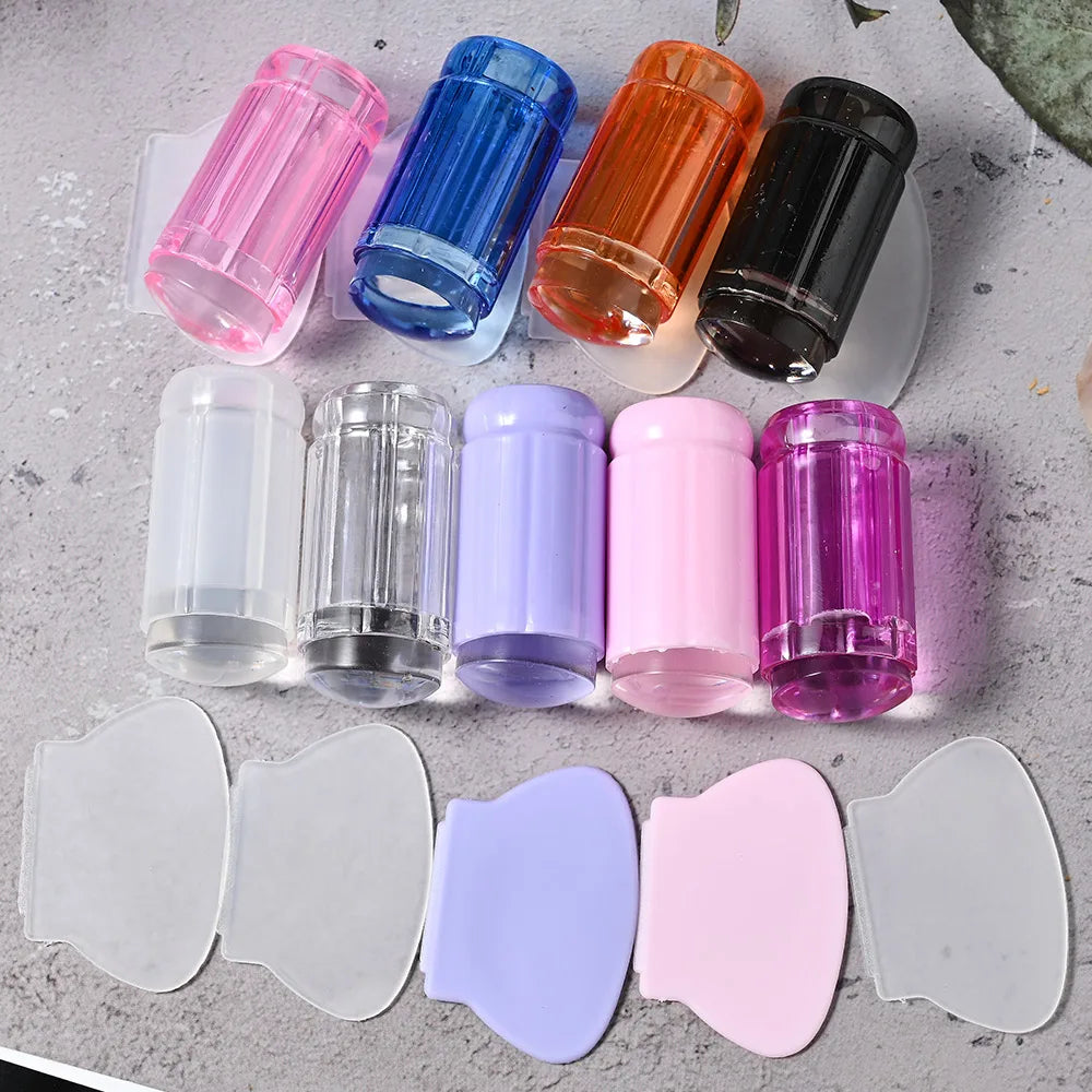 Nail Stamper with Scraper Jelly Silicone Head Stamp for French Nails Manicuring Kits Polish Stencil Nail Art Stamping Tool