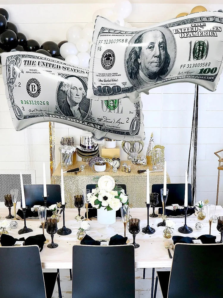 2/4pcs Money Banknote Balloons, Large Size Dollar Counterfeit Reusable Balloons, for Birthday Decoration, Dollar Bill Party Ball