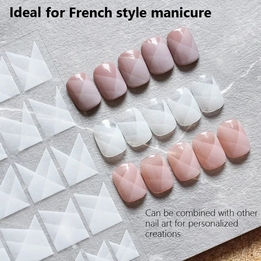 3Pcs Gradient French Style Nail Stickers Ombre Nail Art Decals Easy Apply Adhesive Manicure Decorations for DIY Nail Art