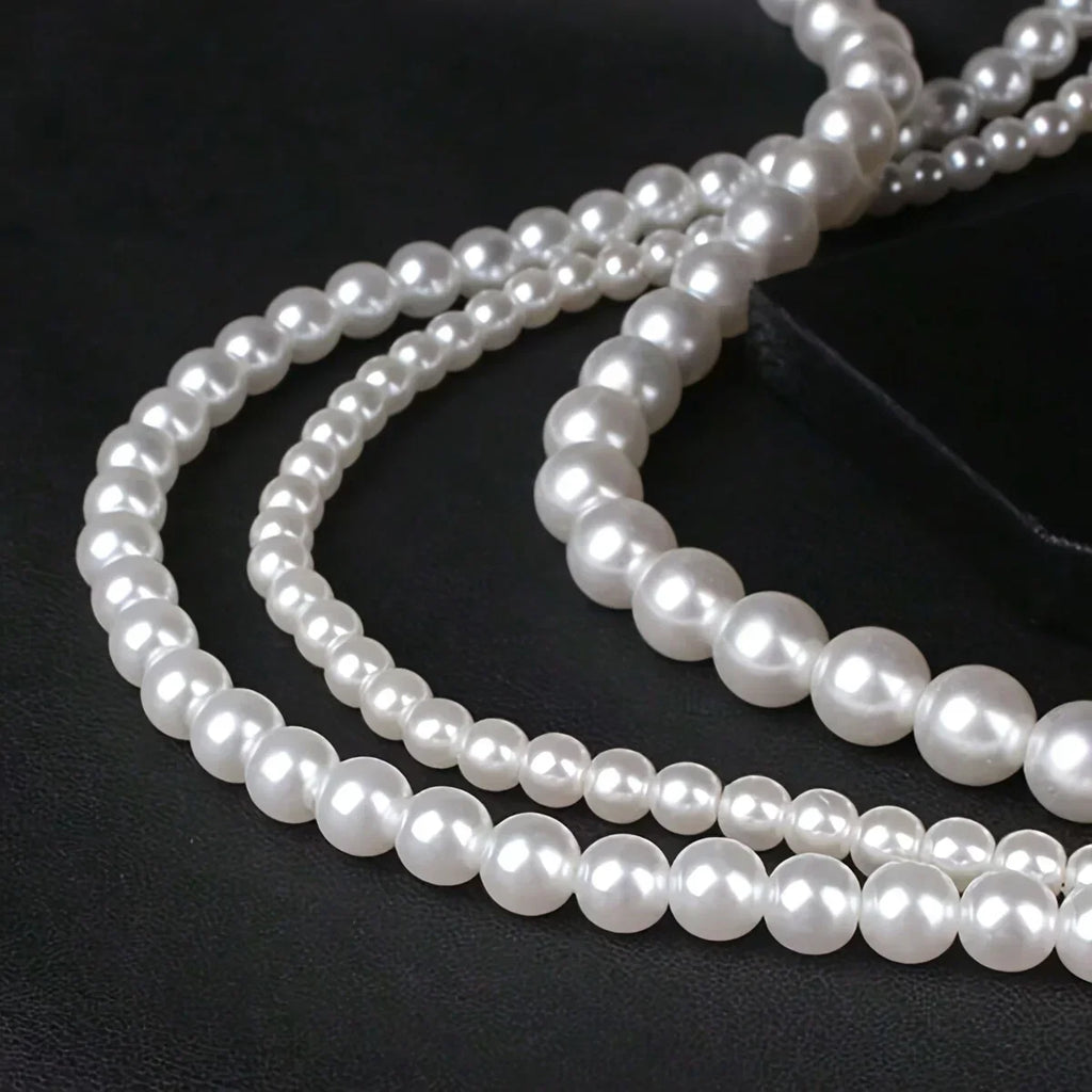 800pcs White Mixed Acrylic Pearl Polished Loose Beads Set Elegant for DIY Jewelry Decors Handmade Craft Jewelry Making Supplies