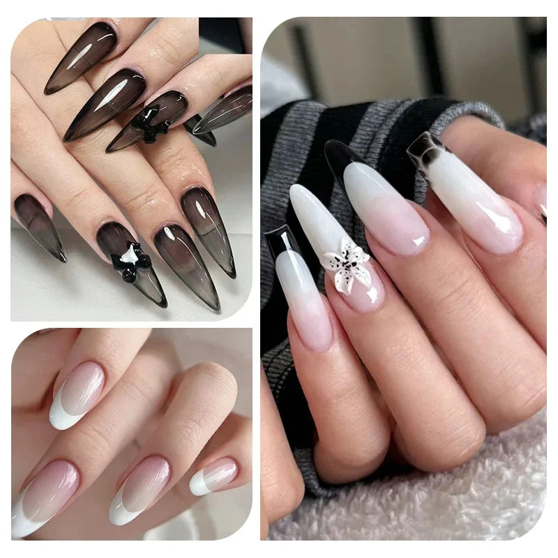BORN PRETTY 10ml Black And White Gel Nail Polish Translucent Black Milky White Jelly Nude Nail Gel Polish For All Seasons