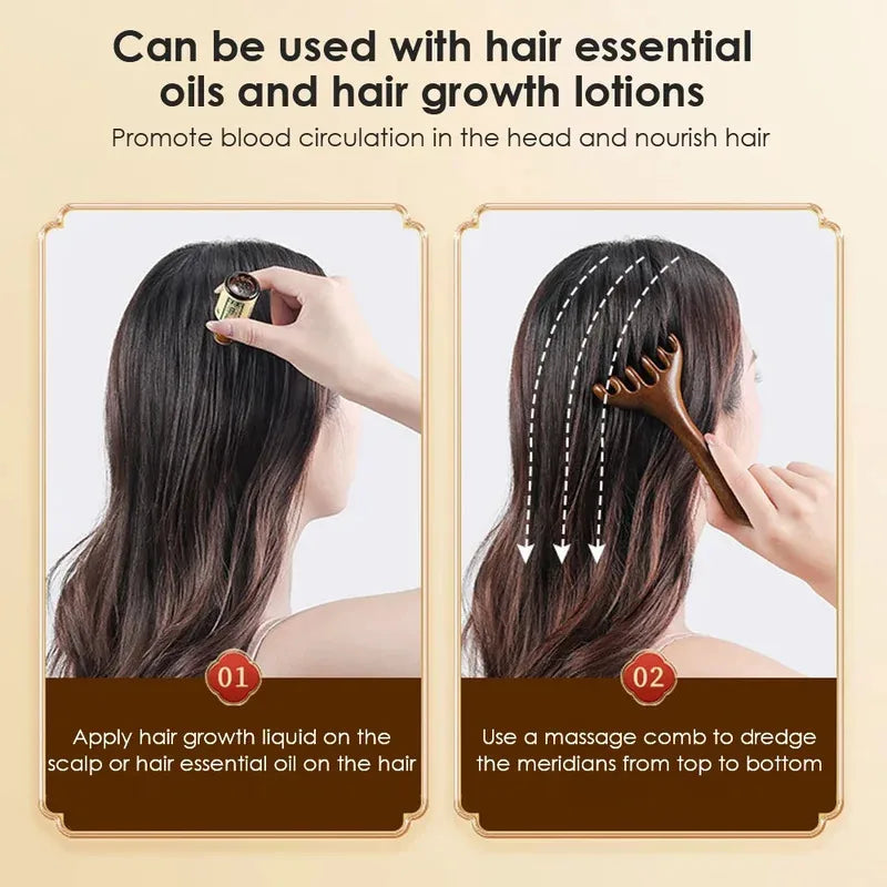 Natural Sandalwood Massage Comb Six-Claw Head Acupoint Massage Gua Sha Tool Neck Face Lifting Scraping Massager