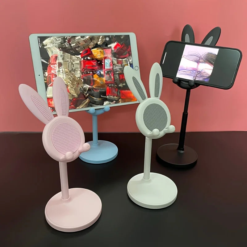 Cute Rabbit Phone Stand Multi-function Stretch Mobile Phone Holder Desktop Adjustable Phone Bracket For iPhone iPad Tablet Stand