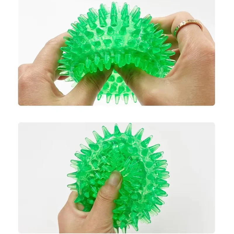 Dog Toy Ball High Elastic TPR Squeaky Spike Ball Durable Chew Resistant Teeth Cleaning Molar Interactive Play Ball For Dog Toy