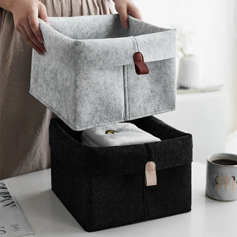 Various Clothes Felt Storage Baskets for Home Bathroom Office Toy Underwear Laundry Bucket Sundries Box for Dormitory