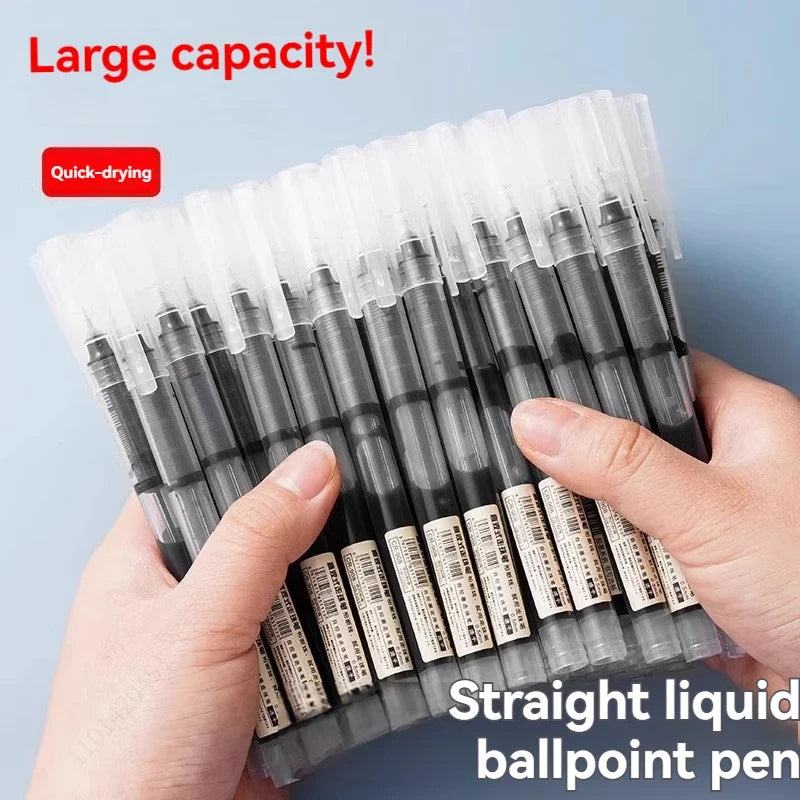 Liquid Ink Gel Pens 9-100Pcs 0.5mm, Black Blue Ballpoint Pen for School Office Writing, Smooth Signature Pens, School Supplies