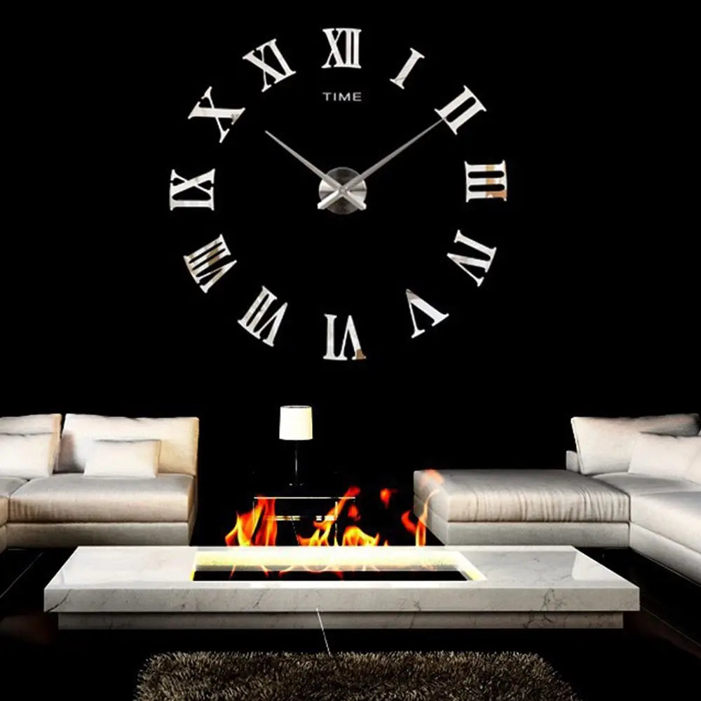 1PC 3D Roman Numerals Mirror Surface Wall Sticker Wall Clock Acrylic Sticker For Office Home Decor