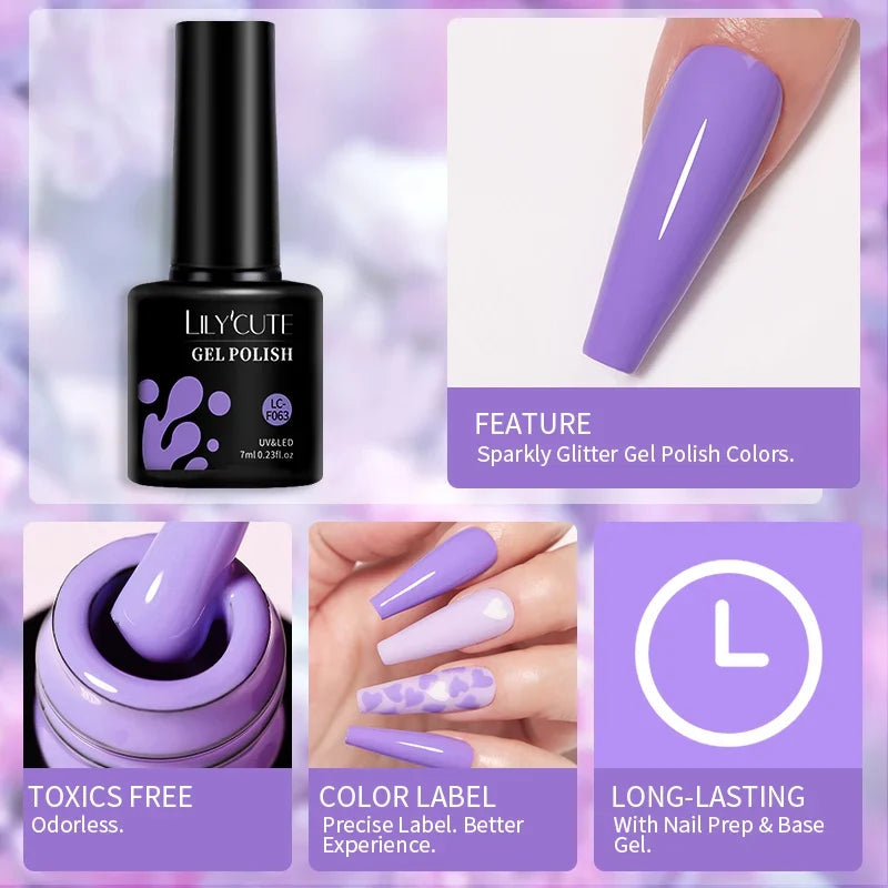 LILYCUTE 7ML Nail Gel Polish Nail Supplies Varnish Semi Permanent Nail Art Manicure Soak Off LED UV Gel Nail Varnishes