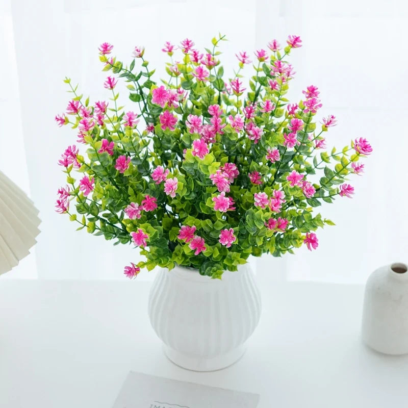 Artificial Plastic Flowers Fake Eucalyptus Plant Wedding Bridal Bouquet Christmas Decor Vase for Home Windowsill Bonsai Festival