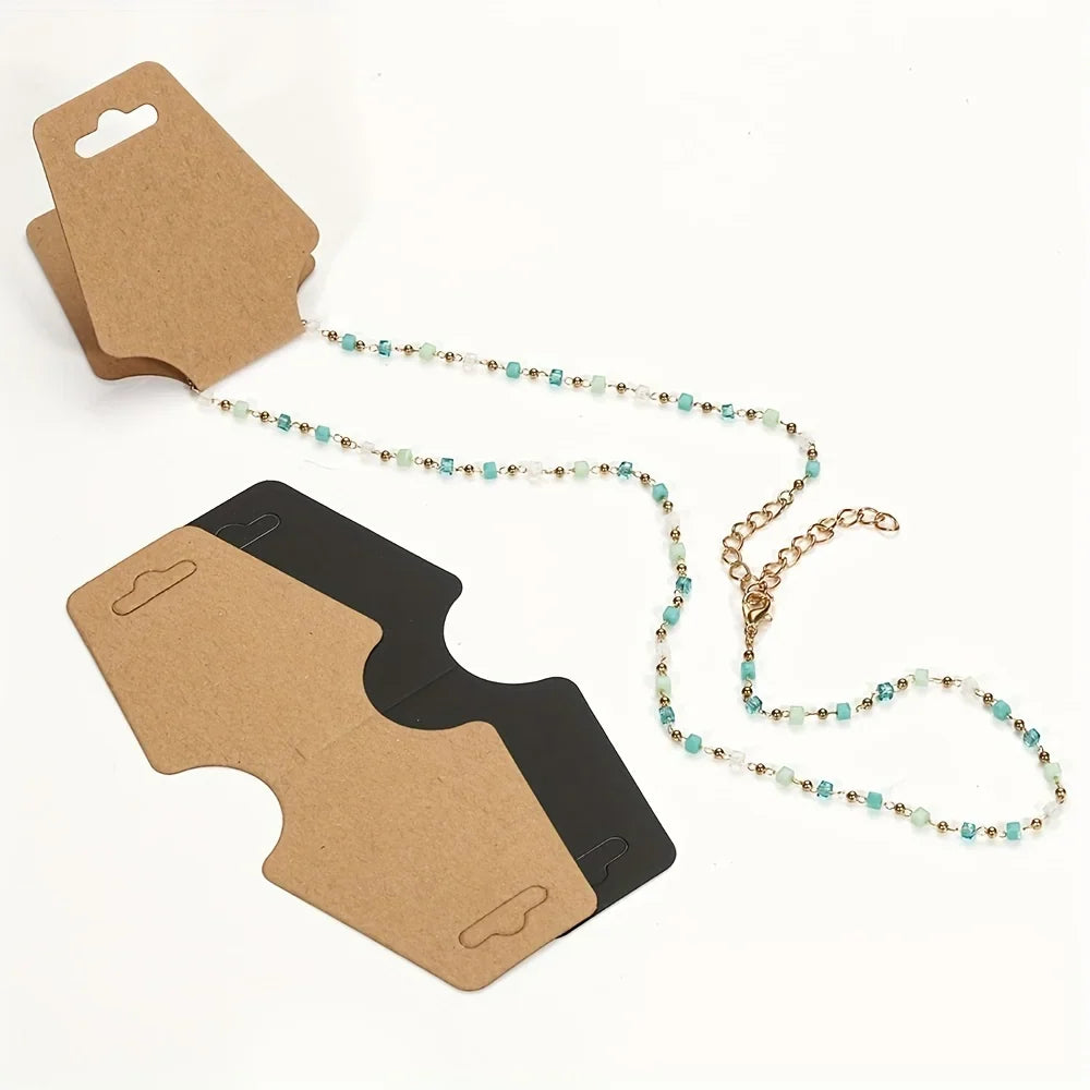 50pcs Foldable Blank Kraft Package Display Card Necklace Bracelet Hairband Price Hang Tag For DIY Jewelry Making Supplies