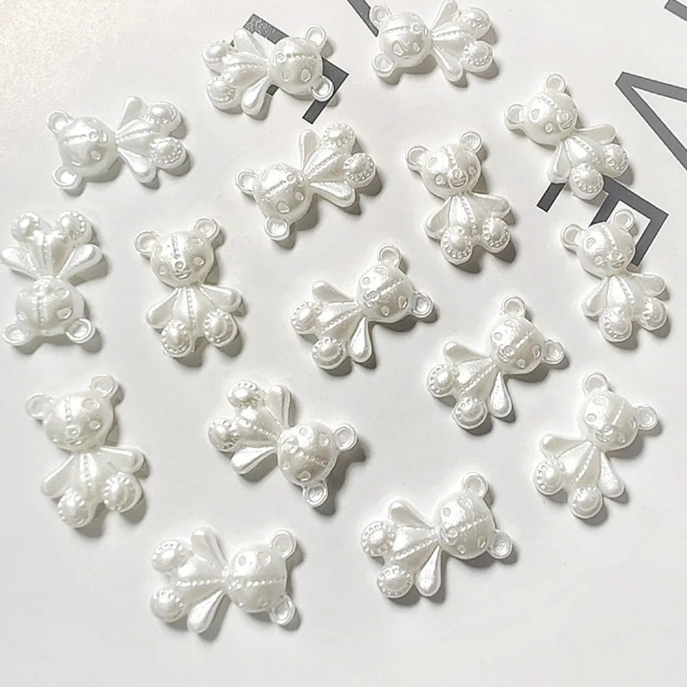 10pcs Pink Bear Nail Art Charms 3D Cute Cartoon 9 Colors Resin Bear Nail Jewelry Ornament DIY Kawaii Manicure Nail Accessories