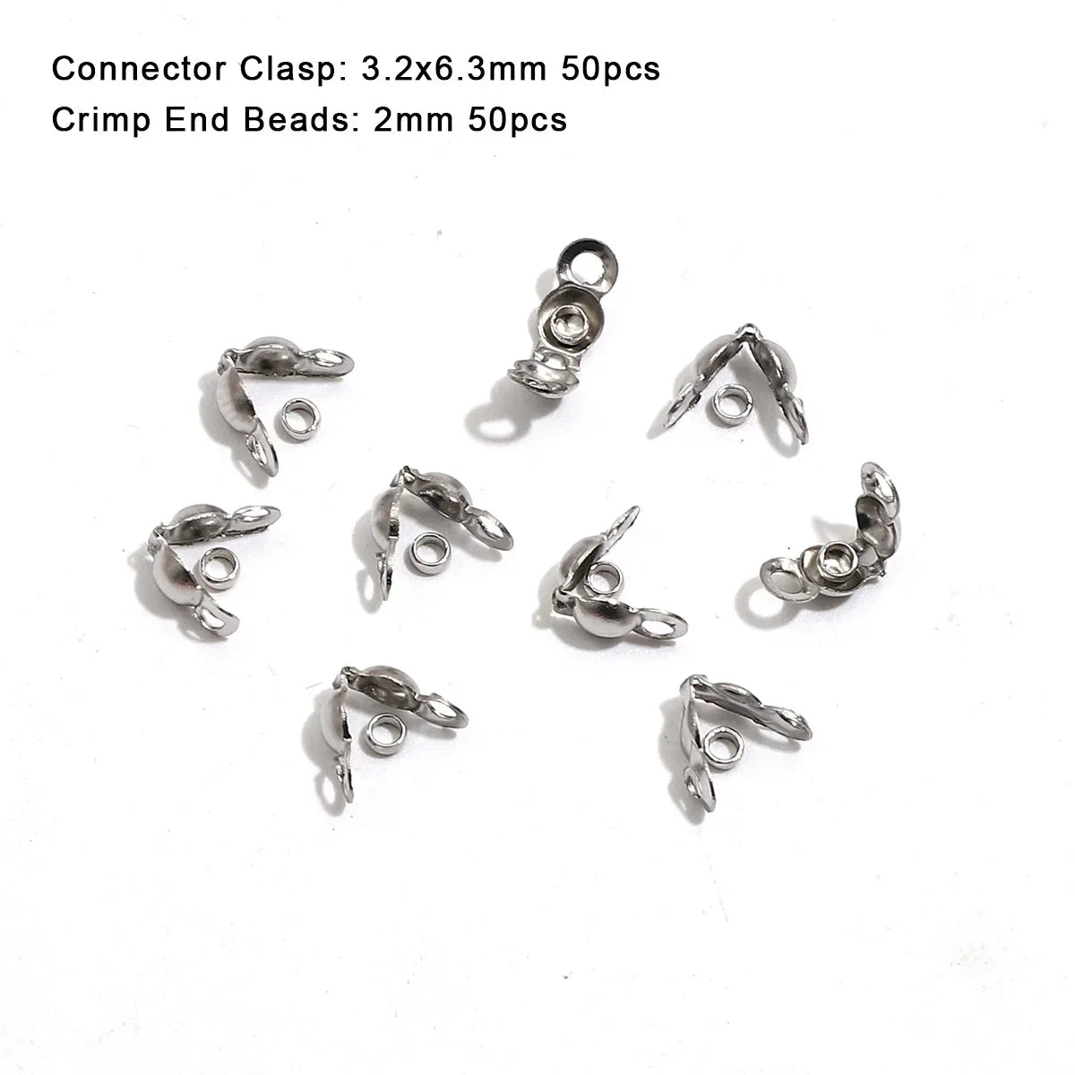 100pcs/lot Stainless Steel Gold Plated Connector Clasp Crimp End Beads For Bracelet Necklace Chains DIY Jewelry Making Supplies