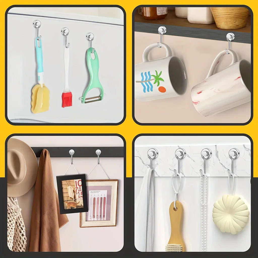 6/12/20pcs Magnetic Hook Heavy Duty Magnet Hook with Swivel Hook for Kitchen, Locker, Refrigerator, Key