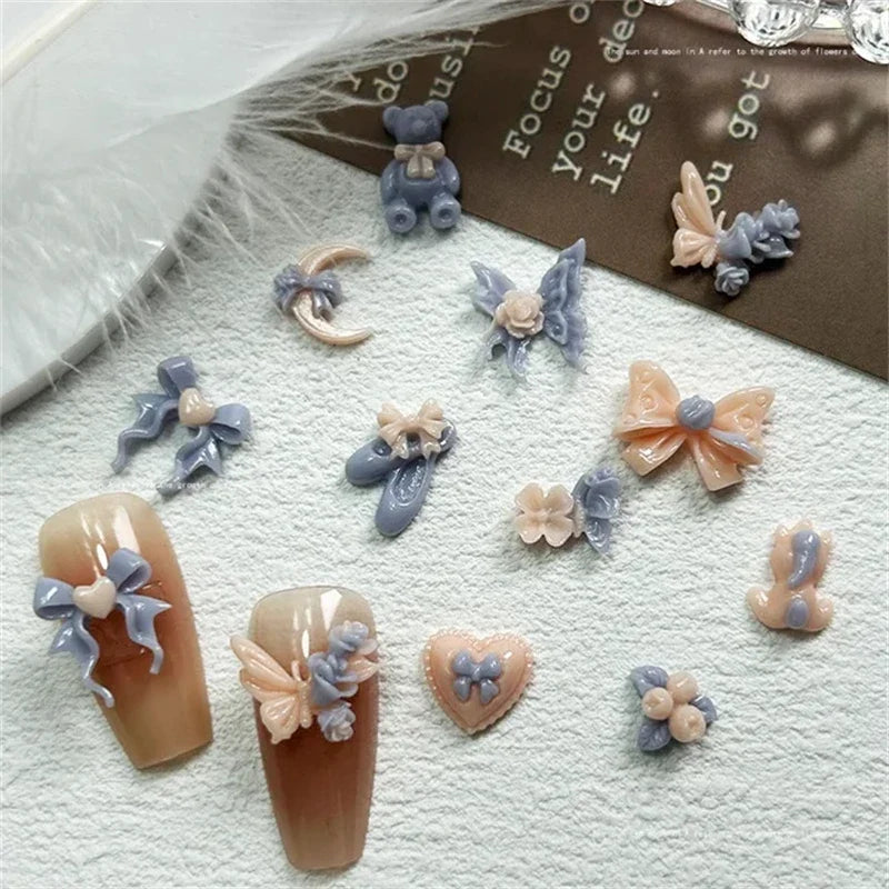 50pcs Purple Mixed 3D Moon Cloud Star Nail Charms Bulk Kawaii Lumionus Mini Ice Cloud Nail Art Decorat Accessories DIY Supplies