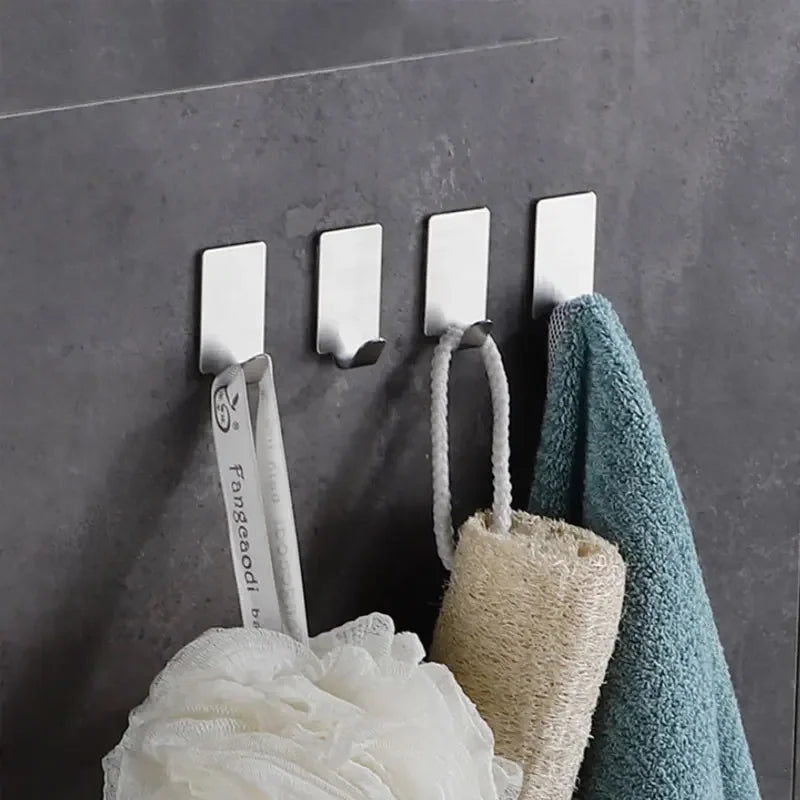 Adhesive Stainless Steel Towel Hooks Family Robe Hanging Hooks Hats Bag Family Robe Hats Bag Key Adhesive Wall Hooks