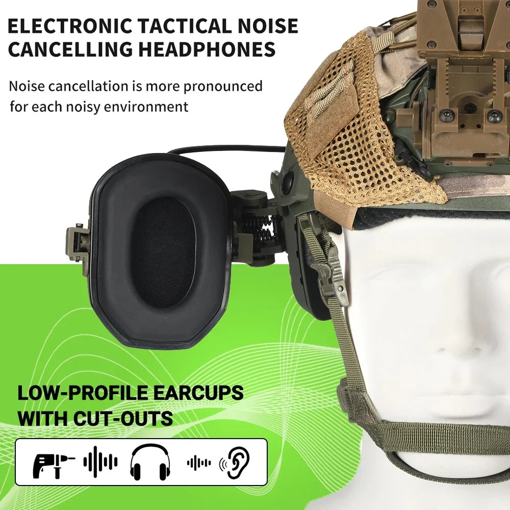 Active Helmet Mounted Earmuffs For Shooting Electronic Hearing Protection Ear Protect Noise Reduction Active Hunting Headphone