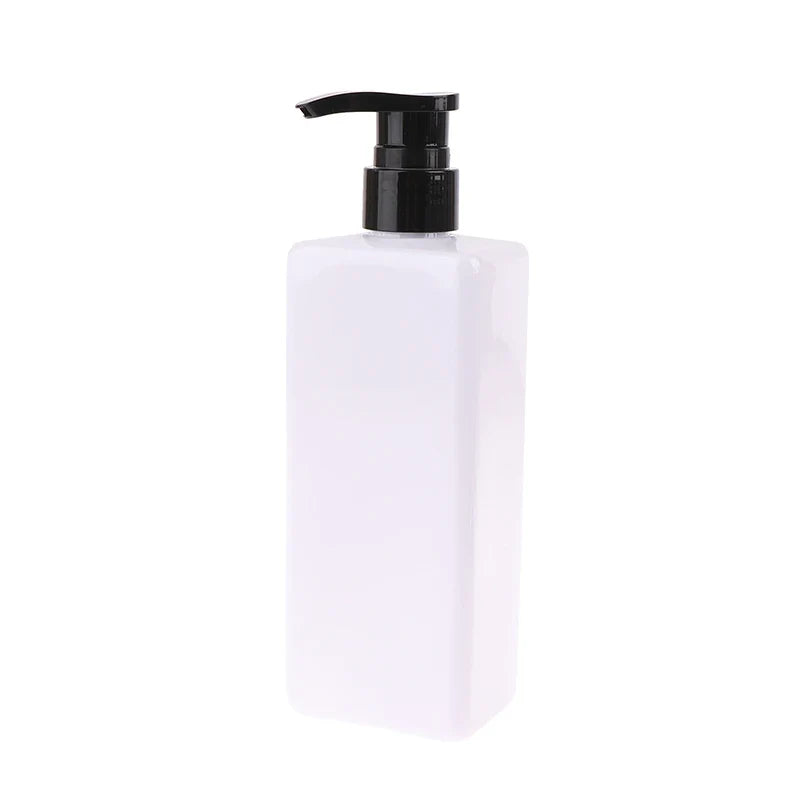 1Pc 2025 New 500ml Plastic Rectangle Press Pump Bottle Bathroom Soap Liquid Refillable PET Bottles Containers
