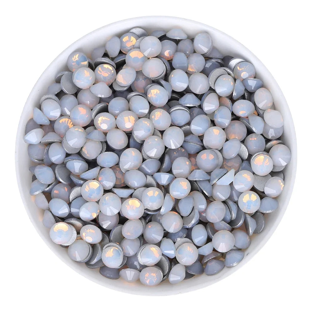 SS3-SS30 White Opal Rhinestone For Clothes Non-hotfix Wedding Accessories Sequin Applique Crystal Nail Rhinestones