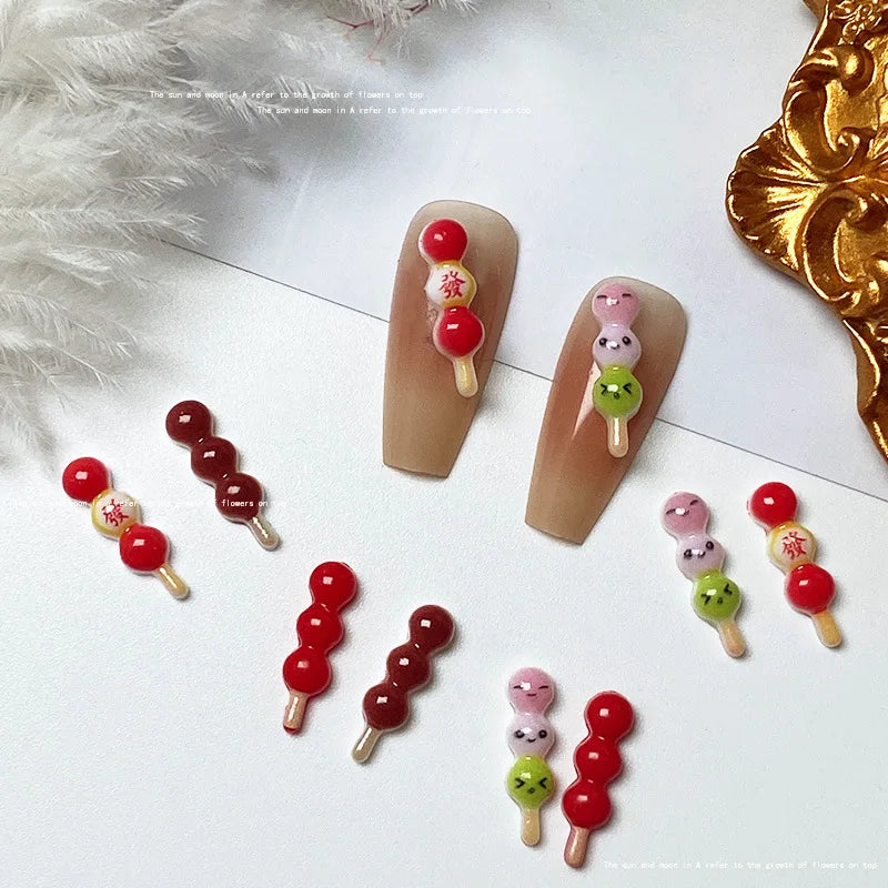 10pcs 3D Chinese Kawaii Resin Nail Art Charms Exquisite Candy Design Nail Rhinestones Decorations DIY Cartoon Accessories Parts