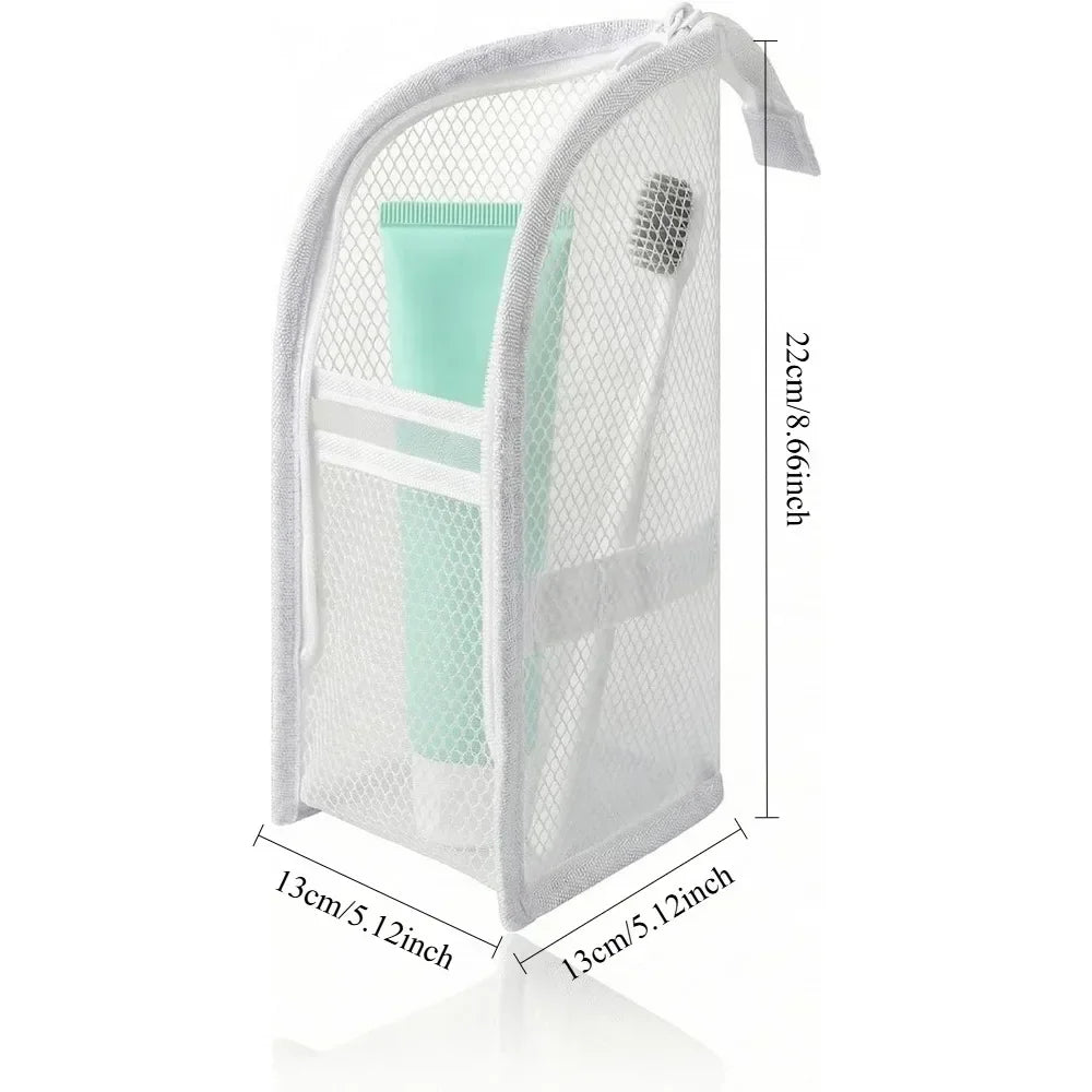 NEW Standing Mesh Toiletry Bag Women Portable Cosmetic Makeup Organizer Travel Waterproof Toothbrush Storage Case Beauty Pouch