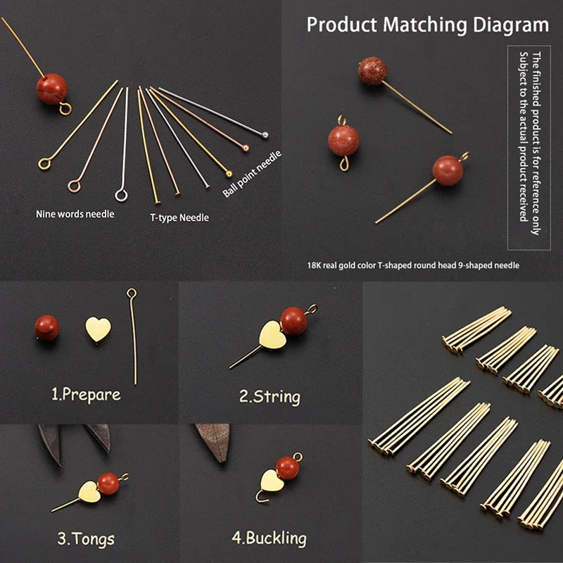 100Pcs/Lot Stainless Steel Headpin Diy Jewelry Accessories Earrings Beading Eye Pins Flat Head Pins For Jewelry Making Supplies