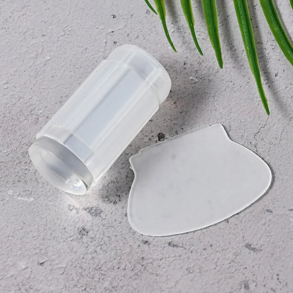 Nail Stamper with Scraper Jelly Silicone Head Stamp for French Nails Manicuring Kits Polish Stencil Nail Art Stamping Tool