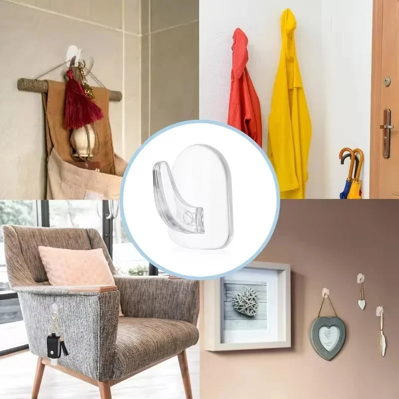 Mini Multifunctional Transparent Hooks Self-adhesive Wall Hooks Kitchen Waterproof Storage Without No Punching Required Hooks