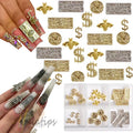 1box 3D Money Cartoon Nail Charms Luxury Dollars Rhinestones Jewelry Diamond Nail Art Manicure Tips Salon Decoration Tool