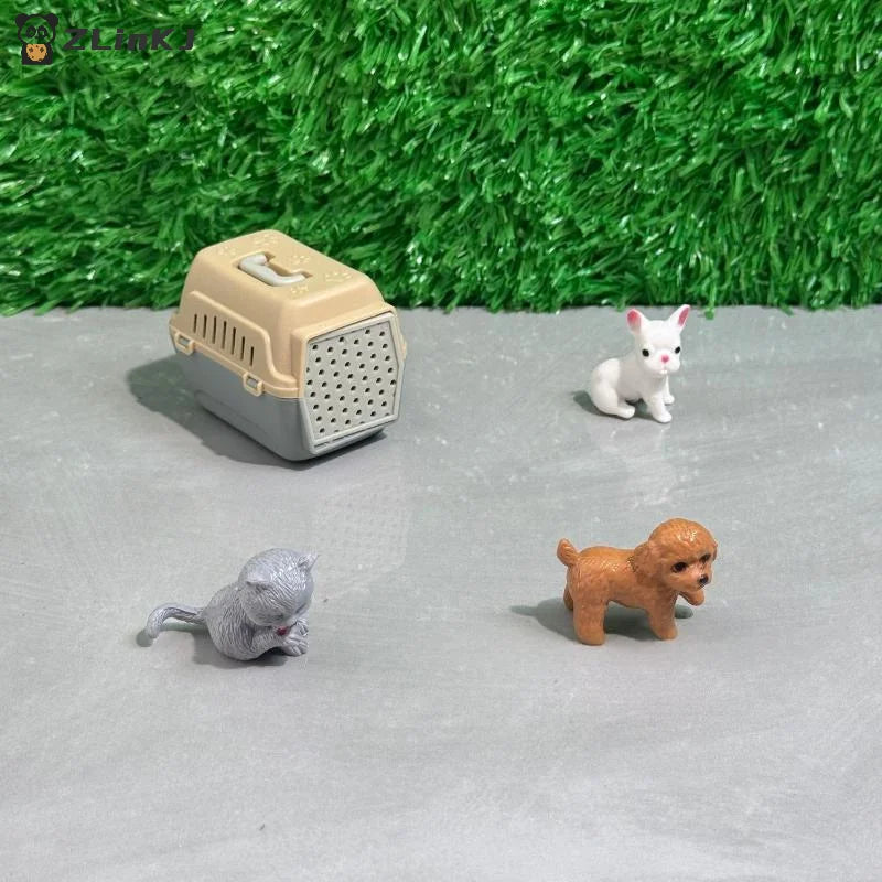 ▶2/4Pcs Realistic Mini Dog & Cat Cage With Door Miniature Dollhouse Pet House For Doll Accessories Mini Pets Habitat