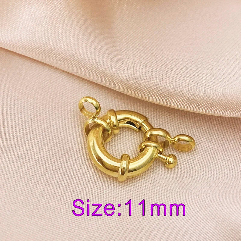 18K Real Gold Color Round Spring Clasps Hooks for Bracelet Clavicle Necklace Clasp Connectors DIY Jewelry Making Supplies