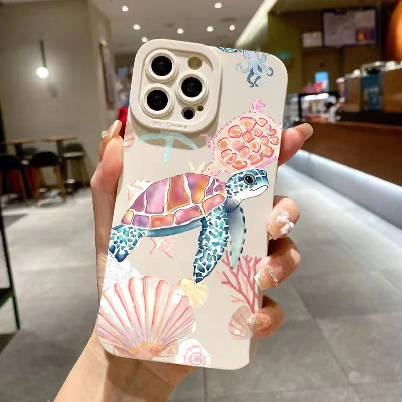 Colorful Painted Soft Silicone Phone Case For iPhone 11 12 13 14 15 16 Pro Max XS X XR 7 8 Plus 16E Shockproof TPU Cover