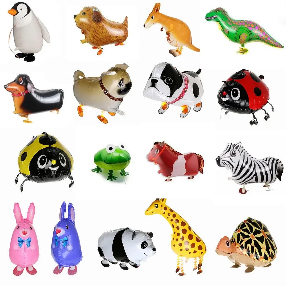 Cute Cat Dog Pet Dinosaur Balloon Girl Boy Happy Birthday Decoration Balloons Mixed Walking  Animal Balloons for Birthday