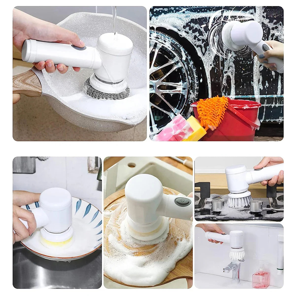 5pcs Replaceable Brush Heads Accessories Kit For Electric Spin Scrubber, Cleaning Accessories, Cleaning Supplies