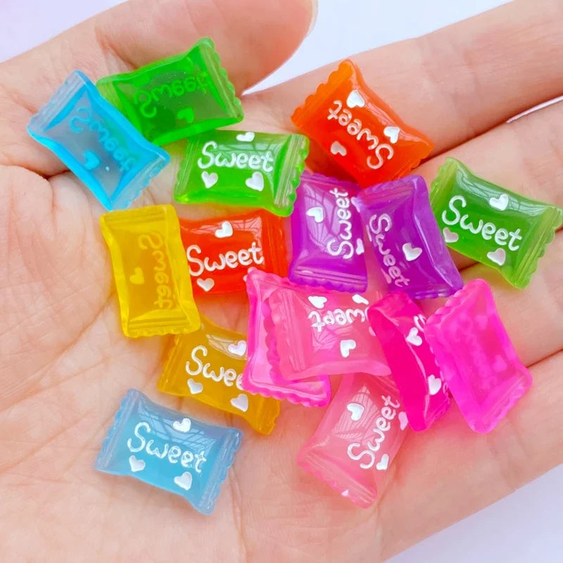 20pcs Cute Mini Cartoon Transparent Candy Nail Rhinestones Gems Glitter Nail Art Jewelry Manicure Nail Decoration Accessorie