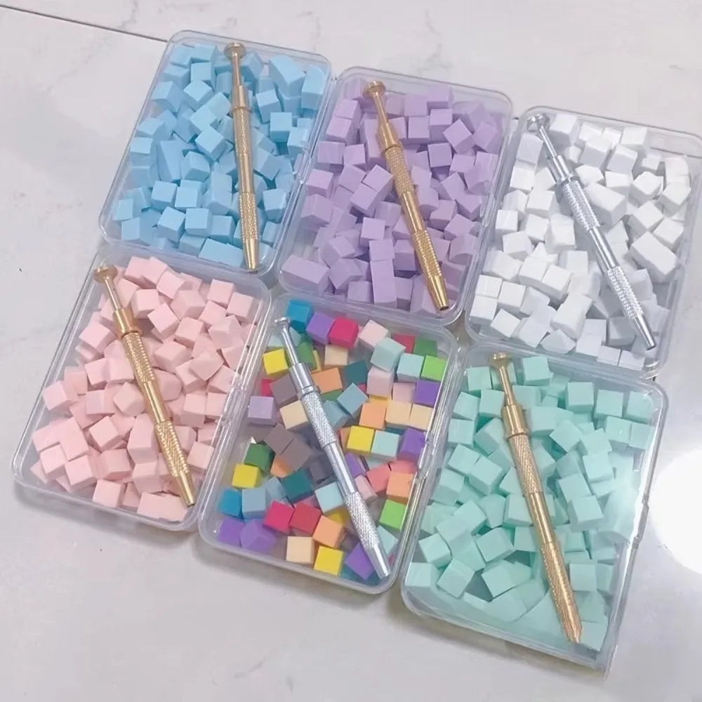 100pcs Precision Multi-Purpose Gradient Sponge Brush Nail Care Soft Sponges Gel Polish Brush Nail Art Brush