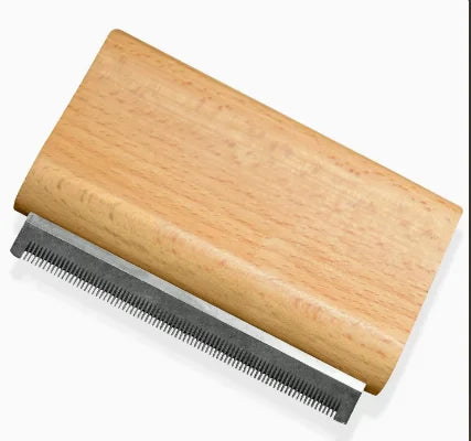Wood Pet Grooming Brush Comb - Self Cleaning Powerful Floating Hair Removal Tool for Cats Dogs Horses Long Hair Shedding