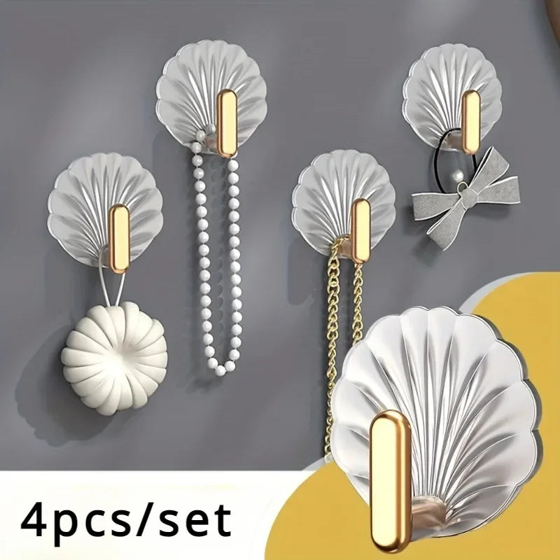 4Pcs Decorative Wall Self Adhesive Hooks, Adhesive Wall Hooks for Hanging Heavy Duty, Over The Door Hooks Key Holder for Wall